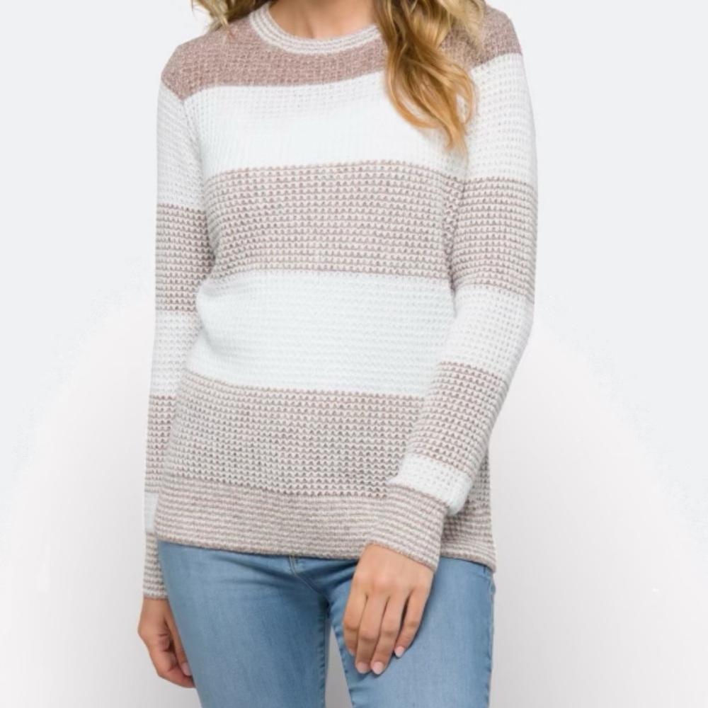 Pink Clover Textured Long Sleeve Sweater
